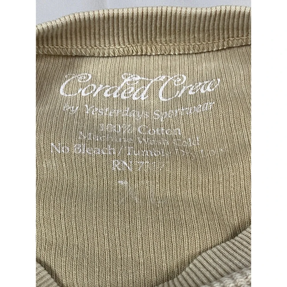 Corded Crew Vail Colorado Sweatshirt Tan Ribbed Cotton Pullover XL